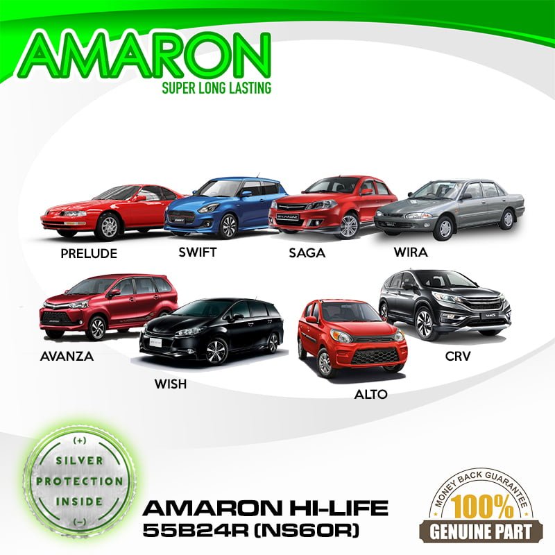 Amaron Hi-Life Battery 55B24R (NS60) - Best selling car battery in Asia