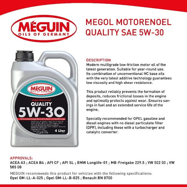 Megol Motol Quality 5W30 (4L) - Modern engine oil with advanced additive  technology that ensures high shear resistance and increases fuel efficiency